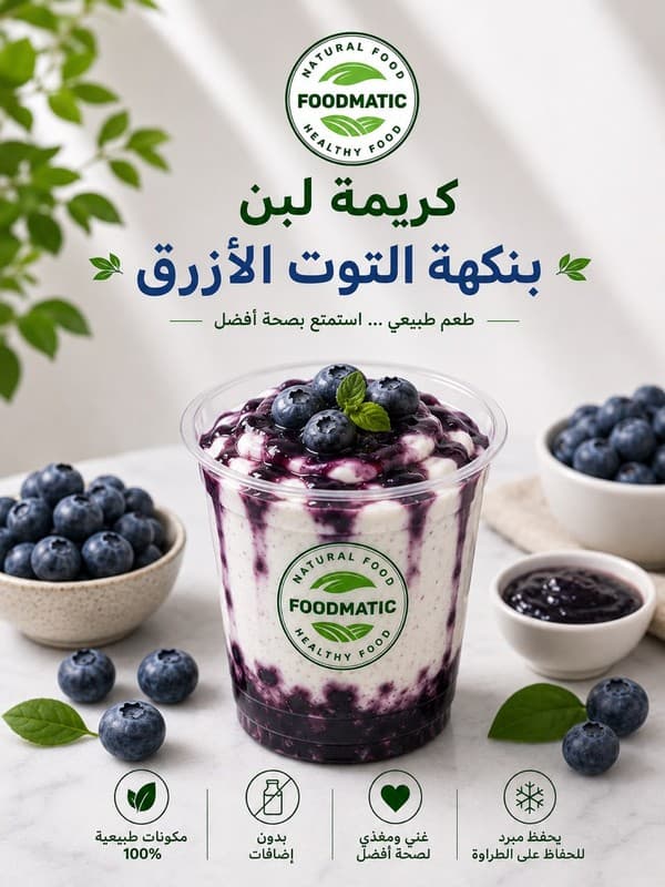 كريمة لبن بنكهة التوت الأزرق
